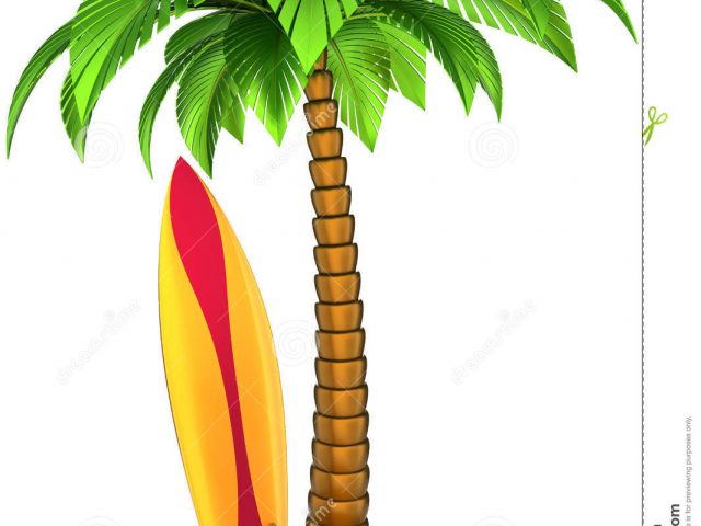 640x480 Palm Tree And Surfboard Clipart