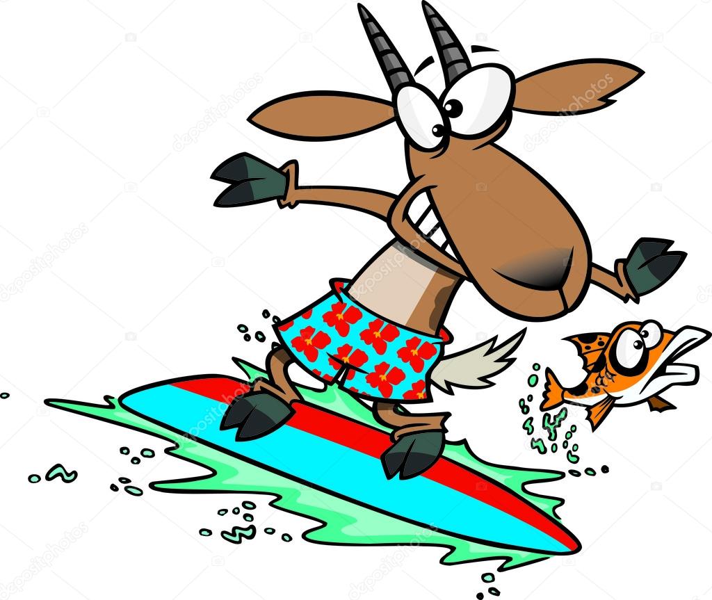 1024x863 Clipart Fish Leaping Away From A Surfing Goat Stock Vector