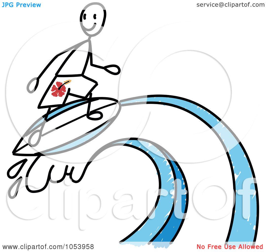 1080x1024 Royalty Free Vector Clip Art Illustration Of A Stick Man Surfing