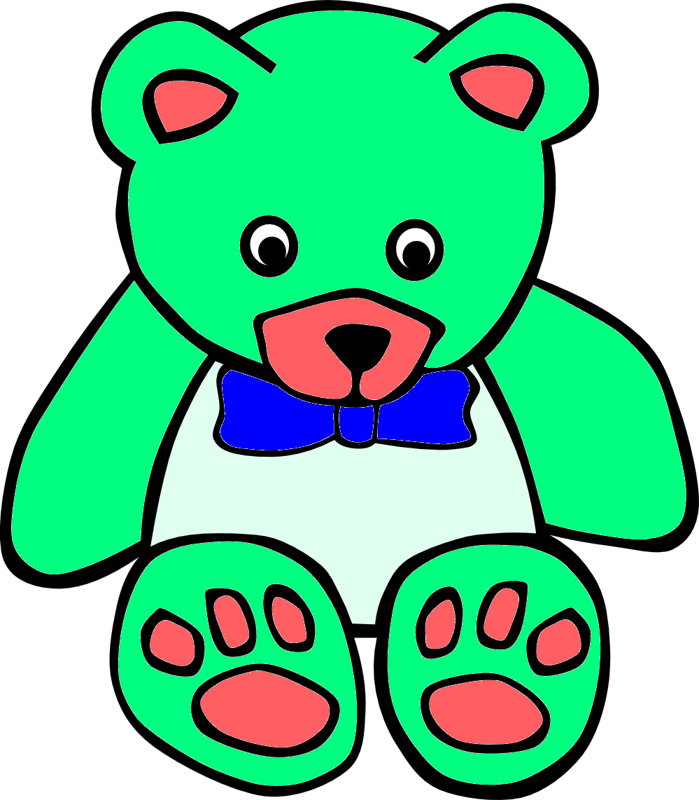 999x1142 Surf Green Teddy Bear Line Art Free Images