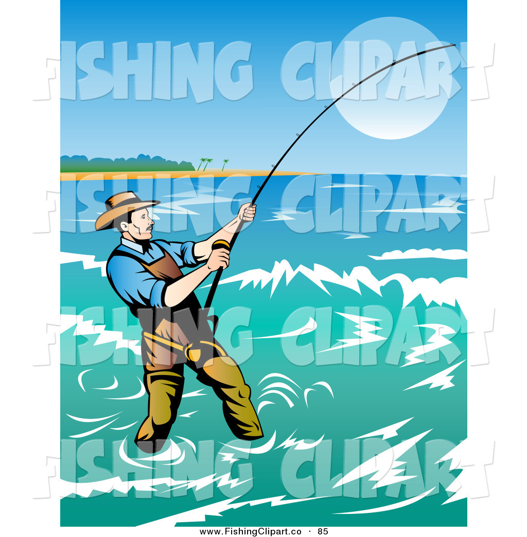 1024x1044 Cliprt Of Fisherman Casting His Line In The Coastal Surf