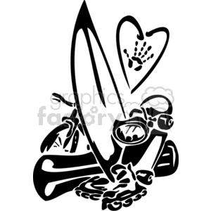 300x300 Royalty Free Scub Gear On The Beach With Surf Board 377559 Vector