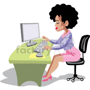 300x300 Royalty Free Vector Girl Surfing The Web 370508 Vector Clip Art