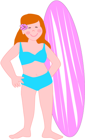 300x491 Surfer Girl Tropical Clip Art (Free Printables)