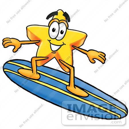 450x450 Cliprt Graphic Of Yellow Star Cartoon Character Surfing On