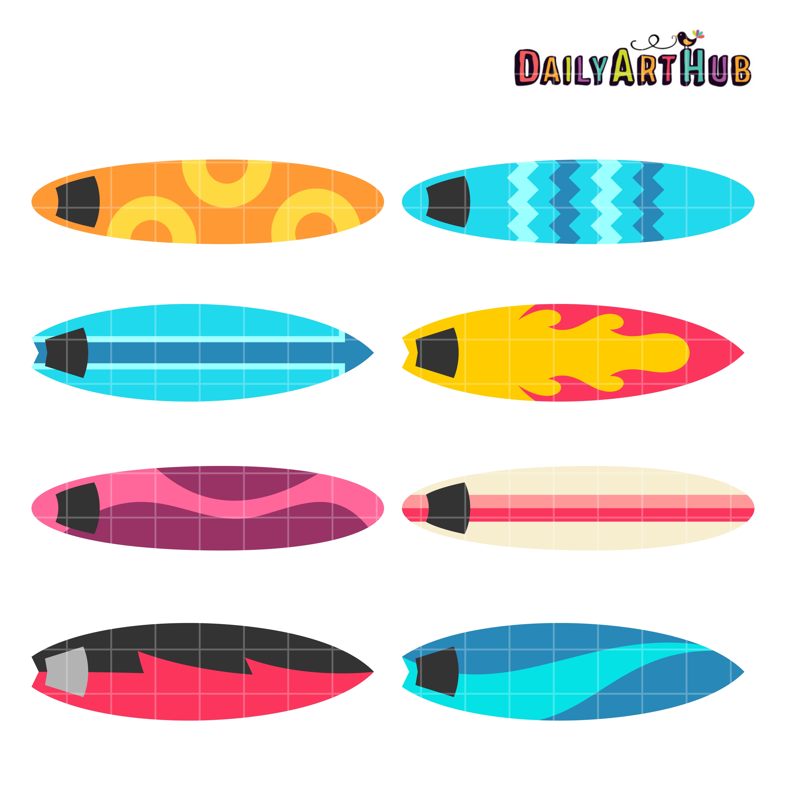 2664x2670 Surfboards Clip Art Set Daily Art Hub