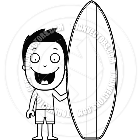 460x460 Boy Surfboard (Black And White Line Art) By Cory Thoman Toon