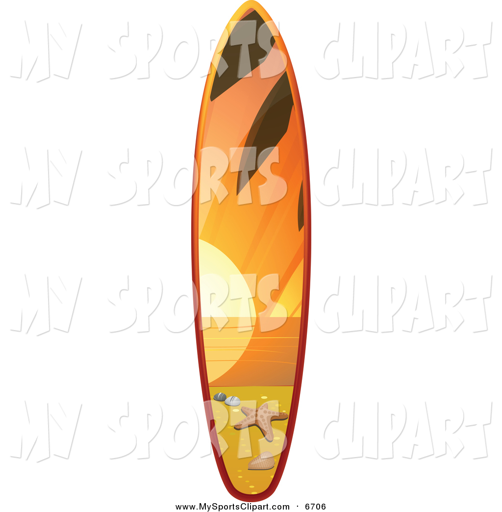 1024x1044 Sports Clip Art Of A 3d Surfboard With A Sunset Beach Scene By