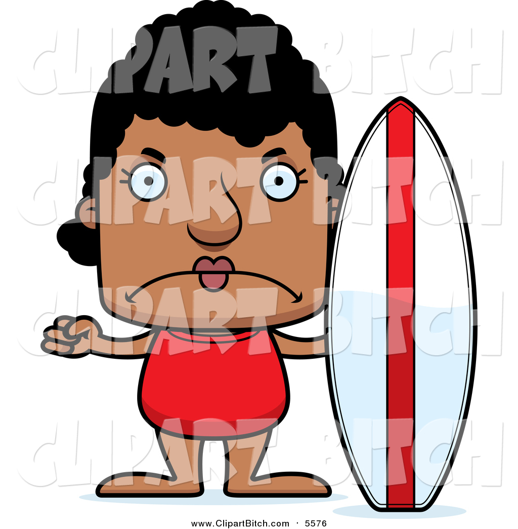 1024x1044 Clip Vector Cartoon Art Of A Mad Block Headed Black Woman Surfer