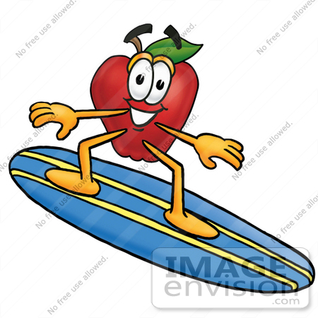 450x450 Cliprt Graphic Of Redpple Cartoon Character Surfing On