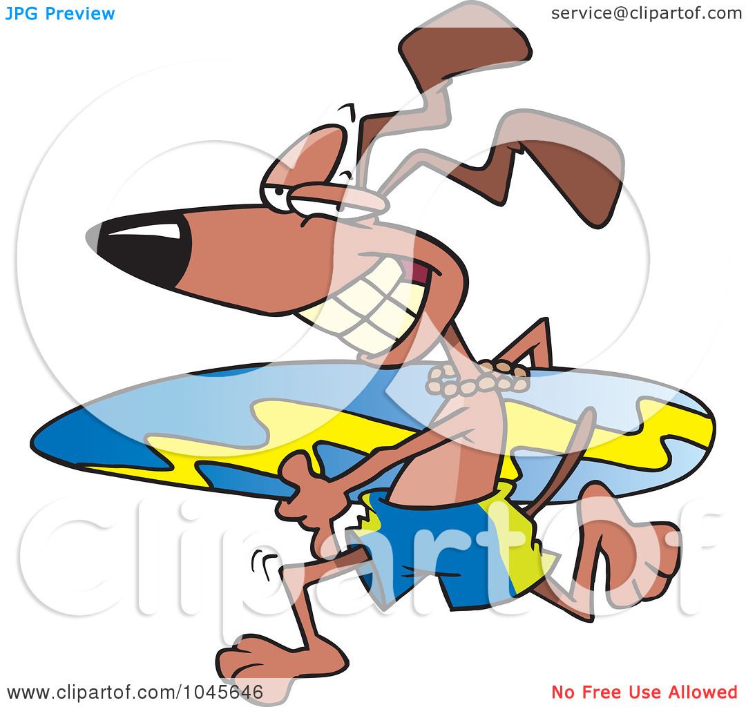 1080x1024 Royalty Free (Rf) Clip Art Illustration Of A Cartoon Surfer Dog
