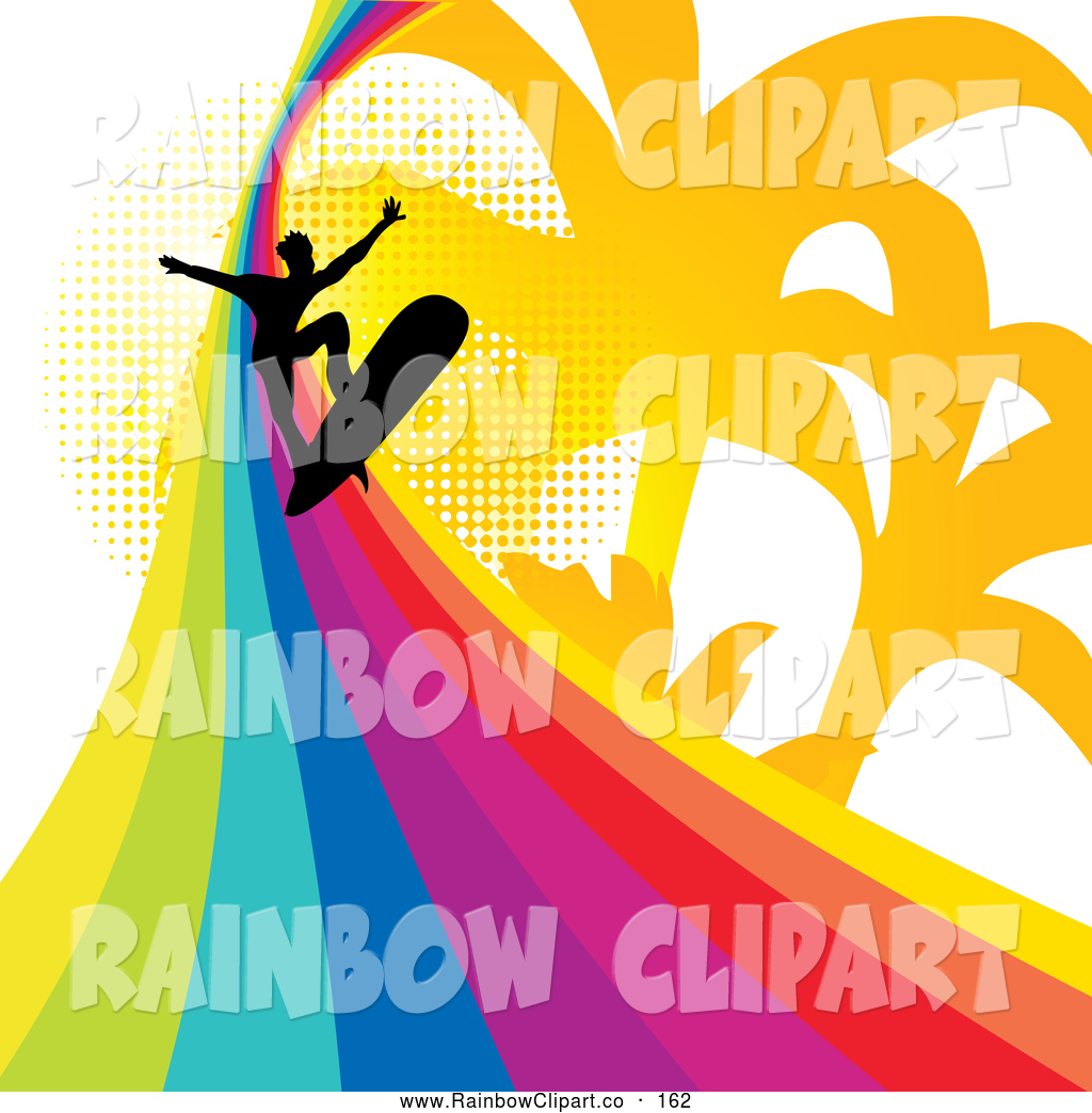 1024x1044 Vector Clip Art Of A Cool Silhouetted Surfer Surfing A Rainbow