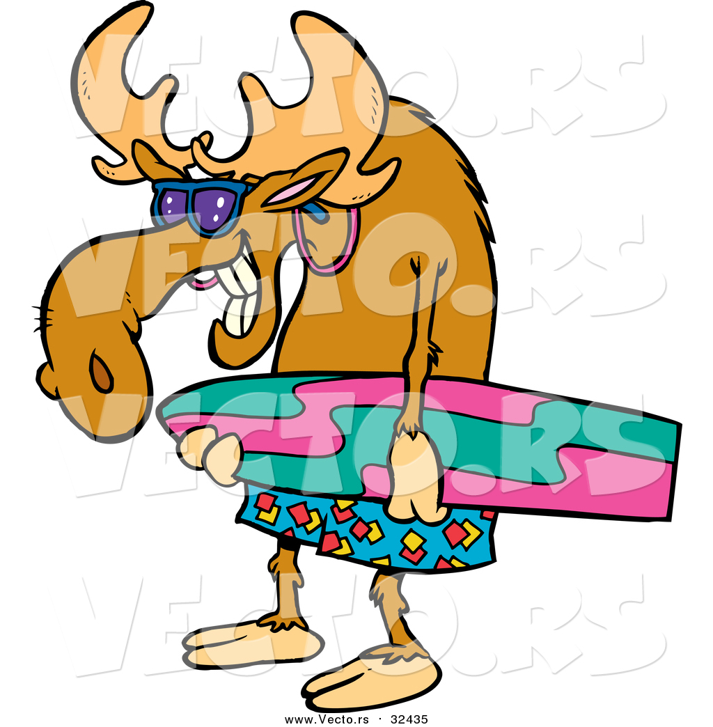 1024x1044 Vector Of A Surfer Moose Carrying A Board By Toonaday