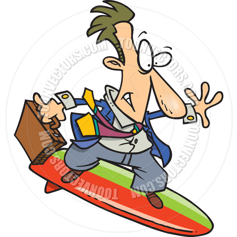 940x940 Cartoon Businessman Surfer By Ron Leishman Toon Vectors Eps
