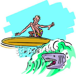 298x300 Shark Chasing A Surfer Royalty Free Clipart Picture