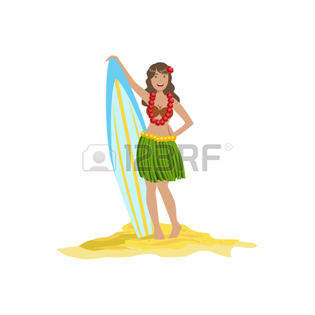 450x450 Girl On The Surf Board Illustration Isolated On White Background