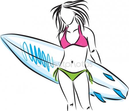 450x388 Girl Surfboard Stock Vectors, Royalty Free Girl