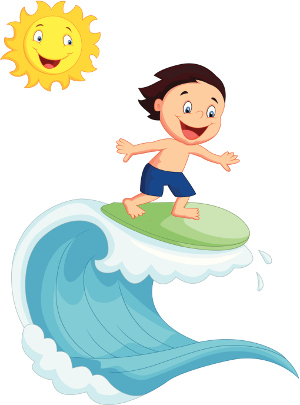 300x405 Kids On Surfboard Clipart