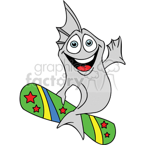 300x300 Royalty Free A Fish Surfing On A Colorful Surf Board 377359 Vector