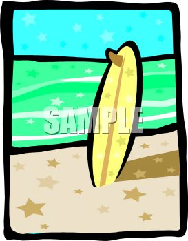 273x350 Surfboard Standing In The Sand