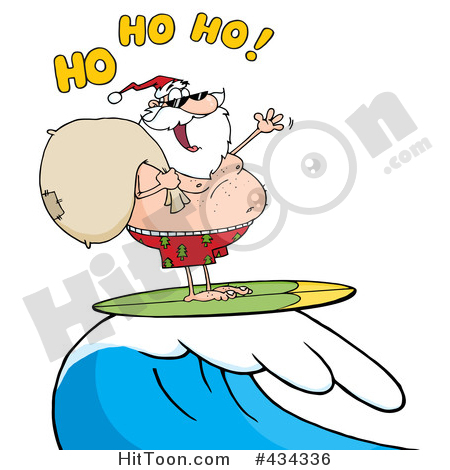 450x470 Santa Surfing Clipart