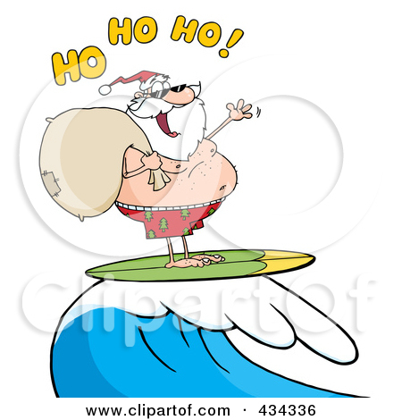 450x470 Santa Surfing Clipart