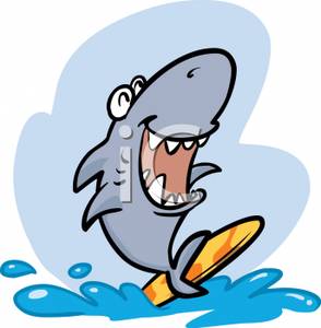 294x300 Surfing Shark Clip Art Image