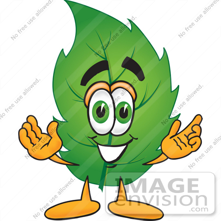 450x450 Clip Art Graphic Of A Green Tree Leaf Cartoon Character