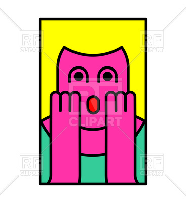 367x400 Oh My God Emotion. Surprised Woman Icon. Royalty Free Vector Clip