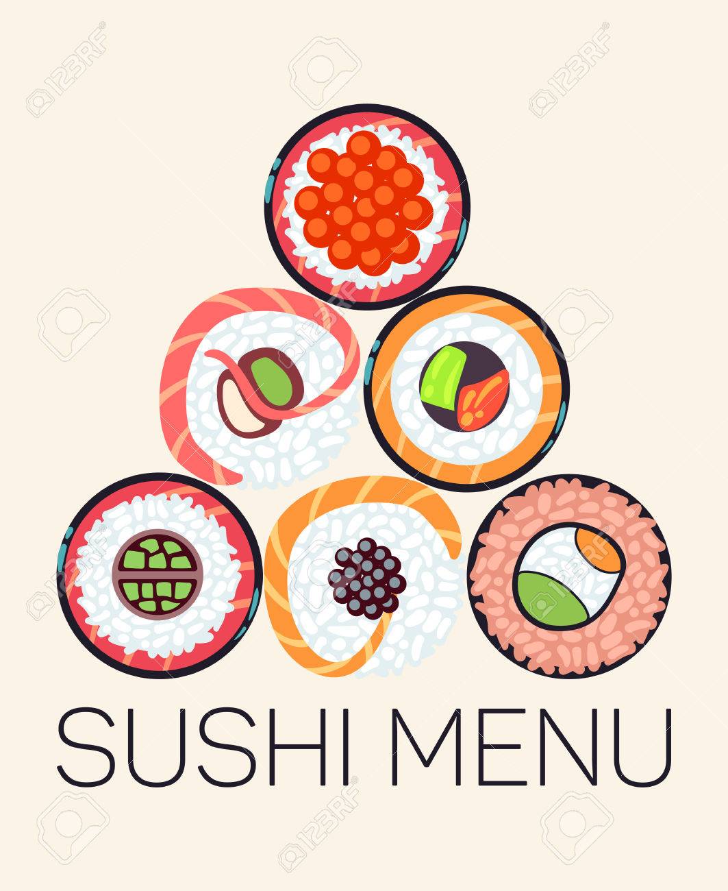 1063x1300 Japanese Restaurant Sushi Menu Template. Asian Menu With Roll
