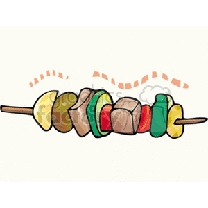 300x300 Royalty Free Shish Kabob Skewer 140595 Vector Clip Art Image