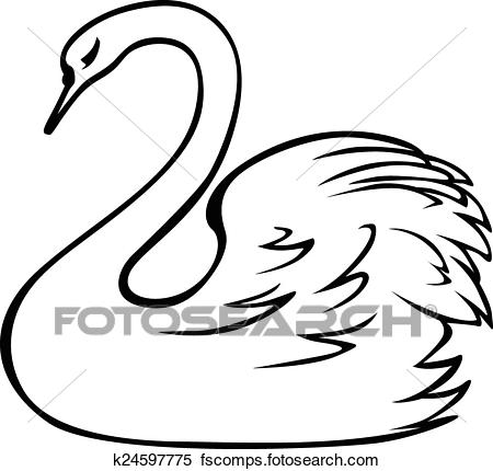 450x430 Clipart Of Swan Silhouette K24597775