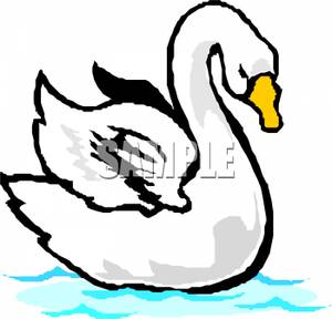 300x288 Art Image A White Swan Stretching Its Wings
