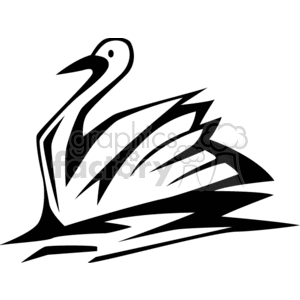 300x300 Royalty Free Black And White Abstract Of A Swan Swimming 130672