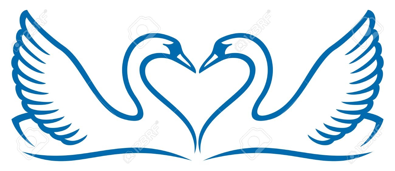 1300x564 Swan Clipart Heart