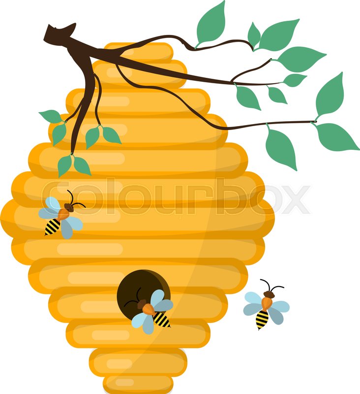 732x800 Bee Hive, Swarm Icon, Flat Style. Isolated On White Background