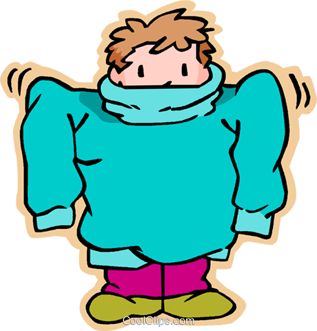 460x480 Boy With Big Sweater Royalty Free Vector Clip Art Illustration