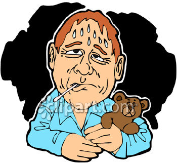 350x322 Sweating Man With A Fever Clip Art