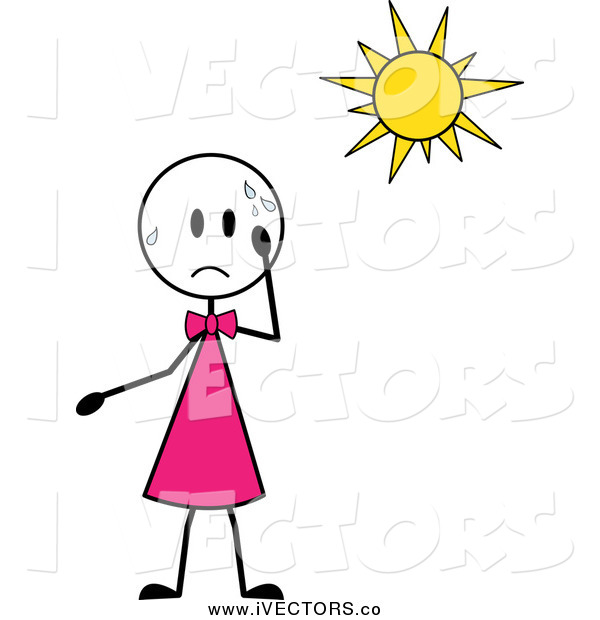 600x620 Vector Graphic Of A Unhappy Stick Girl Sweating In The Sun By Pams