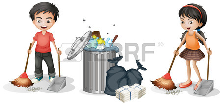 450x212 Boy And Girl Sweeping The Floor Illustration Royalty Free Cliparts