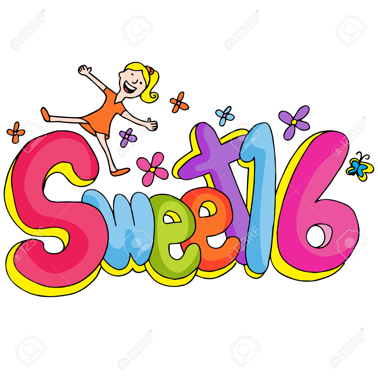1300x1300 Sweet Sixteen Clipart Free