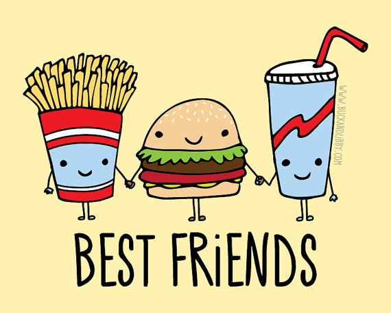 570x456 Fast Food Best Friends Frameable Illustration Print By Buck