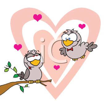 350x327 Cartoon Of A Male Lovebird Flying To His Sweetheart