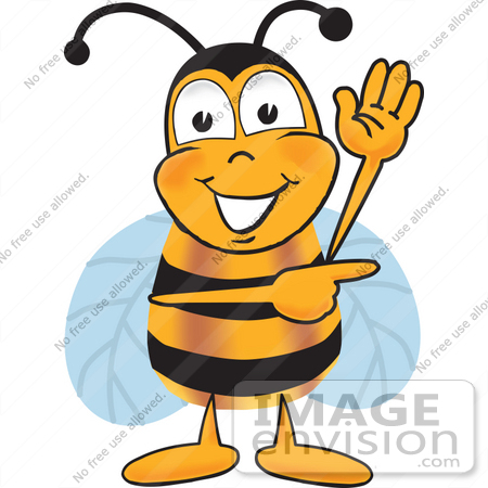 450x450 Clip Art Graphic Of A Honey Bee Cartoon Character Waving