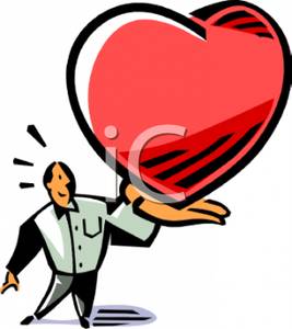 267x300 Of Man Holding Up A Giant Red Heart To His Sweetheart