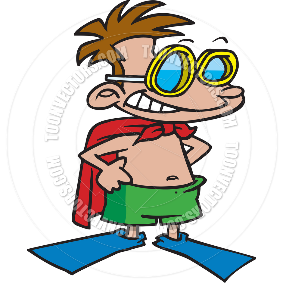 940x940 Cartoon Swimmer Superhero By Ron Leishman Toon Vectors Eps