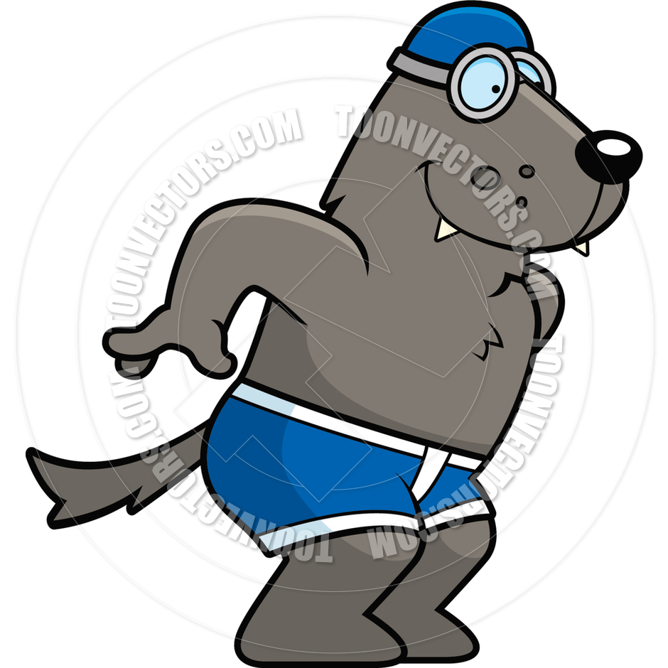 940x940 Cartoon Wolf Swimming By Cory Thoman Toon Vectors Eps