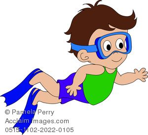 300x275 Art Illustration Of A Cartoon Boy Swimming Wearing Goggles