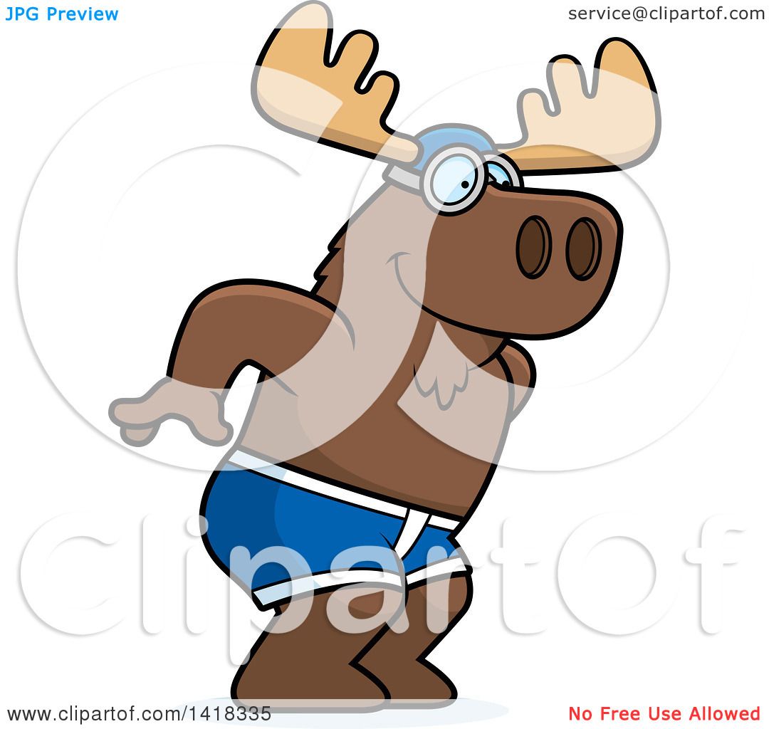 1080x1024 Cartoon Clipart Of A Swimmer Moose Diving
