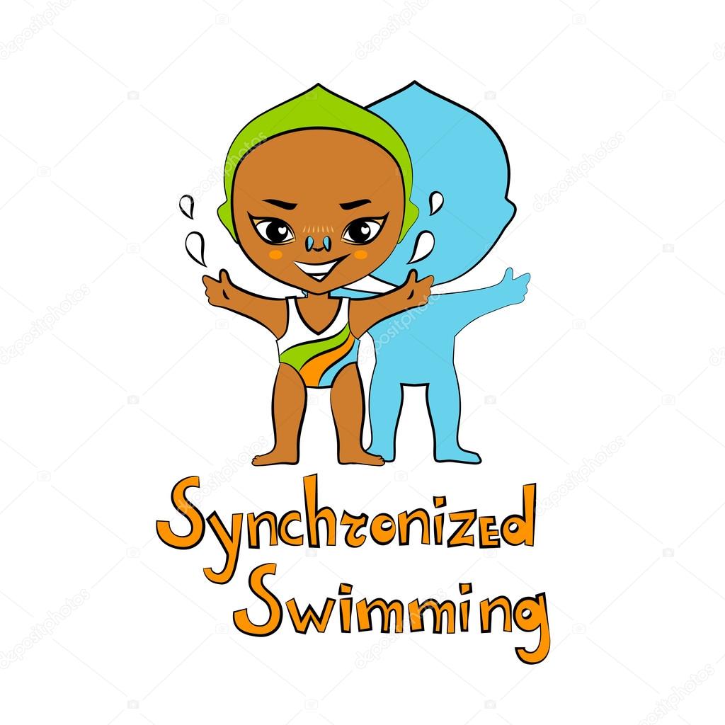 1024x1024 Cartoon Girl Synchronized Swimmer Stock Vector Xenbuddism